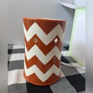 Scentsy Orange and White Chevron Warmer